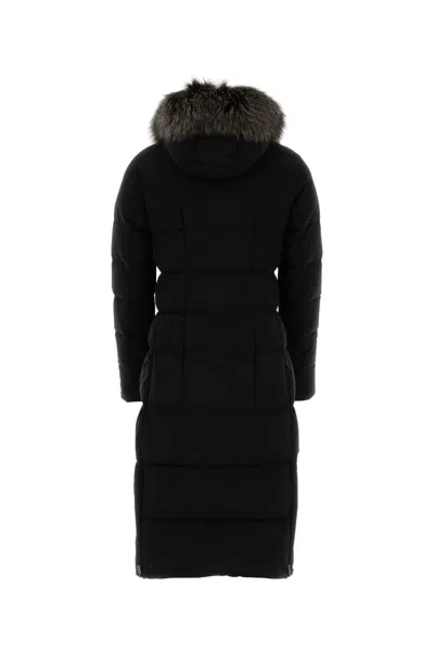 Moorer Padded Quilted Jacket Removable Hood In Black
