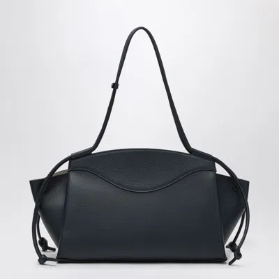 Noesi Molly Navy Blue Grained Leather Bag In Blue