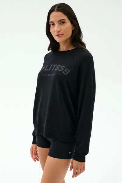 Splits59 Andie Oversized Fleece Varsity Graphic Sweatshirt In Black