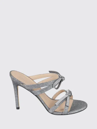 Stuart Weitzman Silver Bow Slip On Heels In Gray