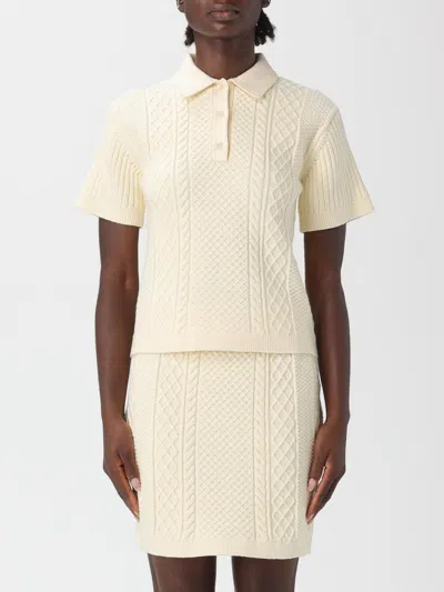 Jw Anderson J. W. Anderson Cropped Cable Knit Polo In Transparent