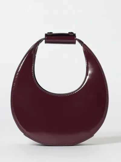 Staud Moon Mini Glossed-leather Tote In Purple