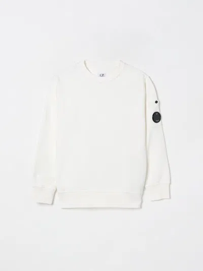 C.p. Company Kids White Basic Sweatshirt In White
