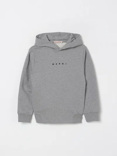 Marni Kids Gray Long-sleeved Hoodie In Gray
