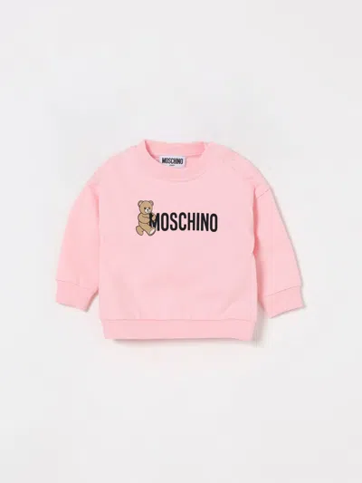 Moschino Pink Sweatshirt For Baby Girl With Logo In Pink