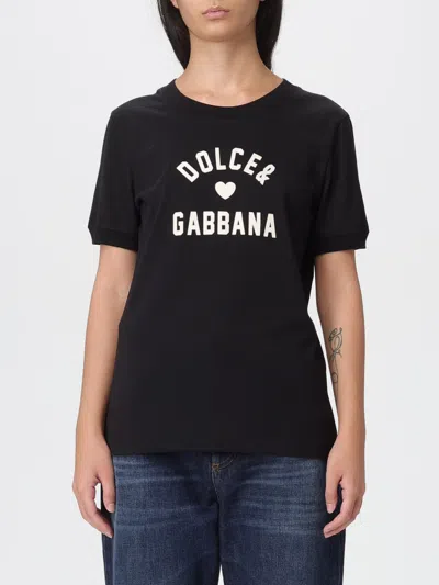 Dolce & Gabbana Black Cotton Logo T-shirt In Black
