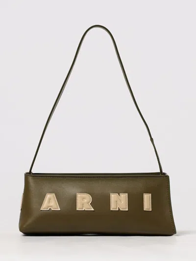 Marni Museo Baguette Bag In Green Leather In Green