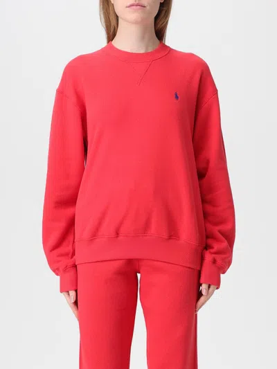 Polo Ralph Lauren Orange-red Cotton-blend Sweatshirt In Red