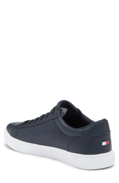 Tommy Hilfiger Metallic Logo Pebbled Court Sneaker In Blue