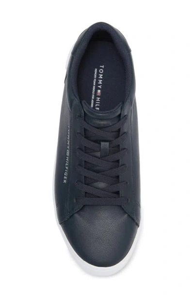 Tommy Hilfiger Metallic Logo Pebbled Court Sneaker In Blue