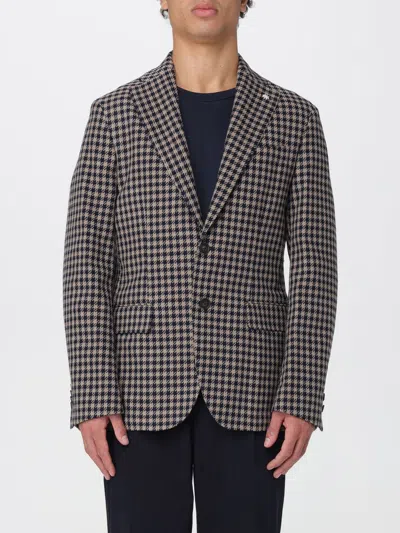 Manuel Ritz Monochrome Pied De Poule Tailored Jacket In Gold