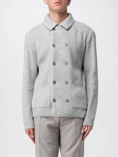 Manuel Ritz Double-breasted Knitted Blazer In Gray