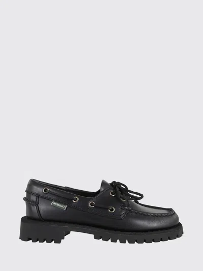 Sebago Ranger Waxy Leather Moccasins In Black