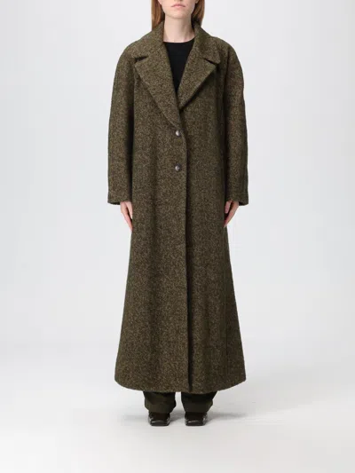 Emporio Armani Long Belted Coat Notched Lapels In Green