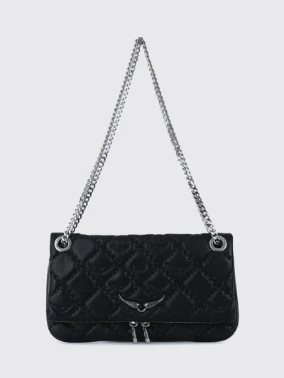 Zadig & Voltaire Rectangular Quilted Shoulder Bag With Chain Strap In Black