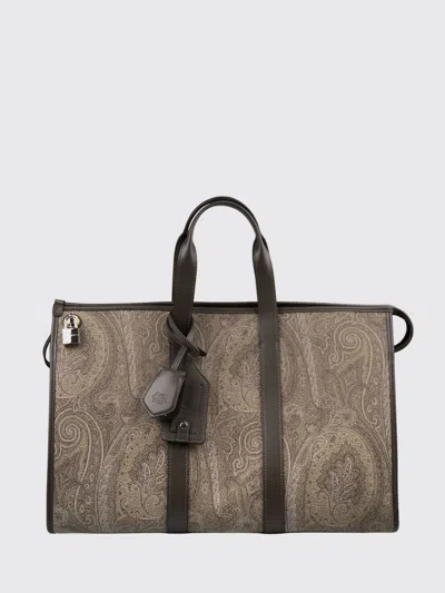 Etro Paisley Pegasus Clutch Bag In Brown