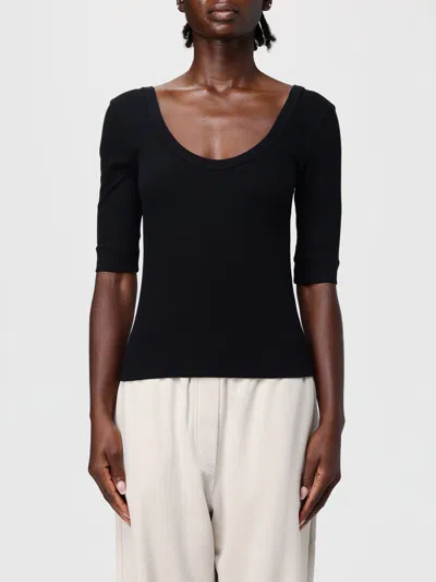 Brunello Cucinelli Ribbed Scoop Neck Short Sleeve Top In Black
