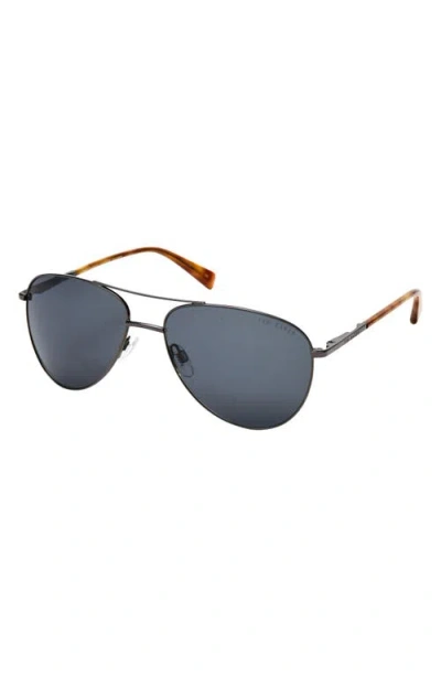Ted Baker London 60mm Polarized Aviator Sunglasses In Gray
