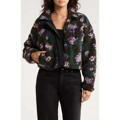 Blanknyc Floral Faux Shearling Jacket In Black