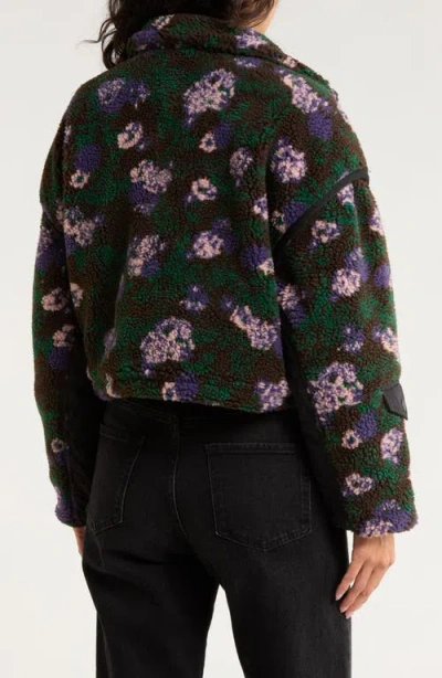 Blanknyc Floral Faux Shearling Jacket In Black