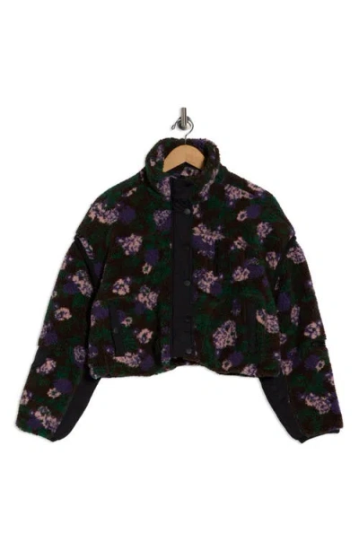 Blanknyc Floral Faux Shearling Jacket In Black