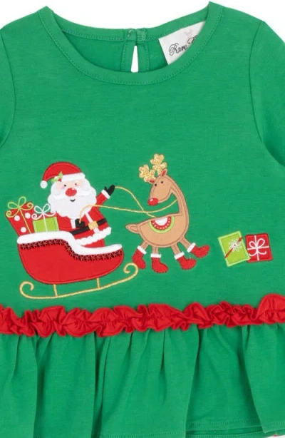 Rare Editions Santa Sleigh Appliqué Top & Leggings Set In Multi