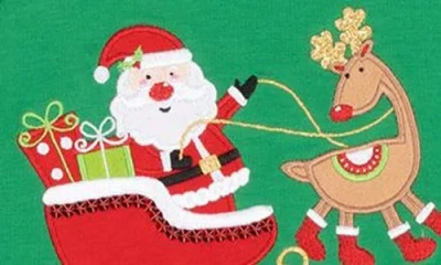Rare Editions Santa Sleigh Appliqué Top & Leggings Set In Multi