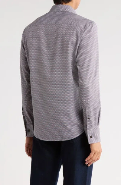 Construct Geometric Slim Fit Stretch Button-up Shirt In Purple