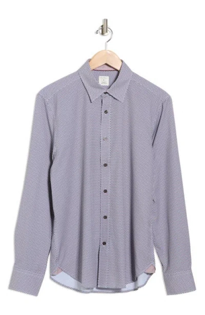 Construct Geometric Slim Fit Stretch Button-up Shirt In Purple