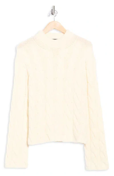 Theory Wool Blend Cable Knit Pullover Sweater In Neutral