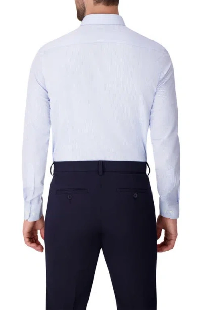 Report Collection Stripe Print Slim Fit Stretch Dress Shirt In Blue