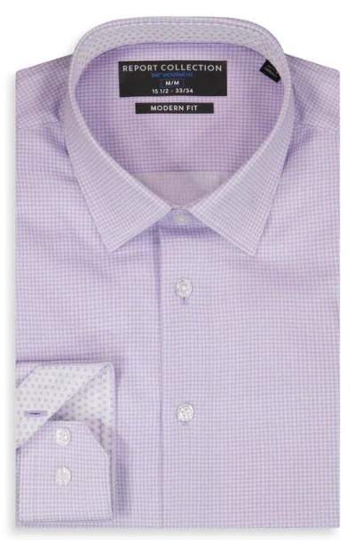 Report Collection Solid Slim Fit Stretch Dress Shirt In Purple