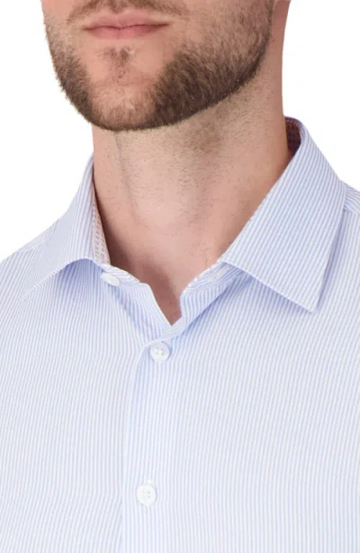 Report Collection Stripe Print Slim Fit Stretch Dress Shirt In Blue