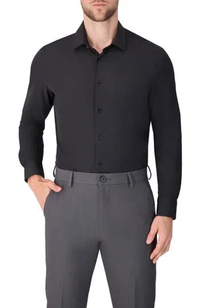 Report Collection Solid Slim Fit Stretch Dress Shirt In Black