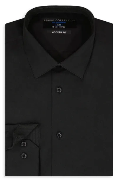 Report Collection Solid Slim Fit Stretch Dress Shirt In Black