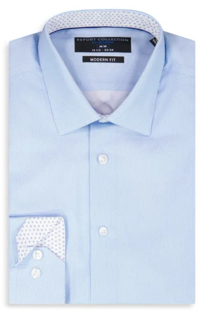 Report Collection Geometric Print Slim Fit Stretch Dress Shirt In Blue