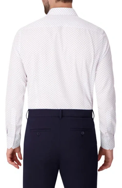 Report Collection Dot Print Slim Fit Stretch Dress Shirt In White