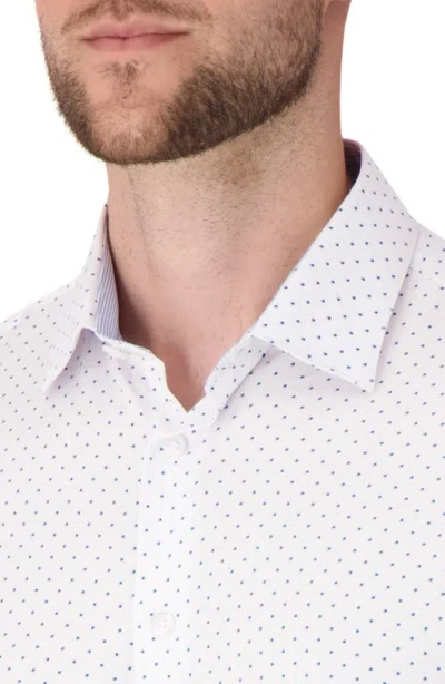 Report Collection Dot Print Slim Fit Stretch Dress Shirt In White