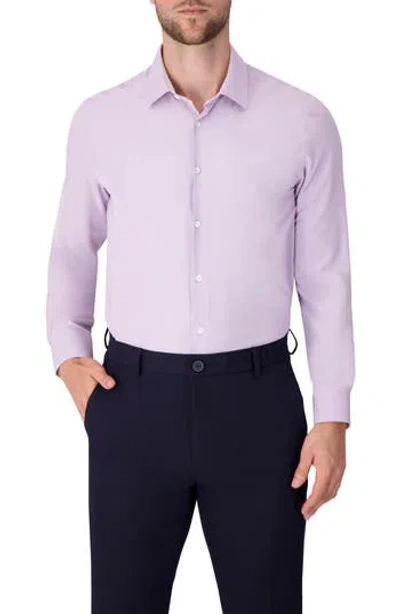 Report Collection Solid Slim Fit Stretch Dress Shirt In Purple