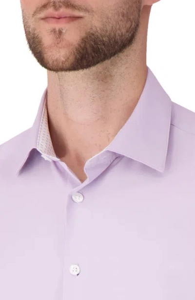Report Collection Solid Slim Fit Stretch Dress Shirt In Purple