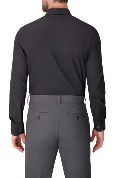 Report Collection Herringbone Print Slim Fit Stretch Dress Shirt In Black