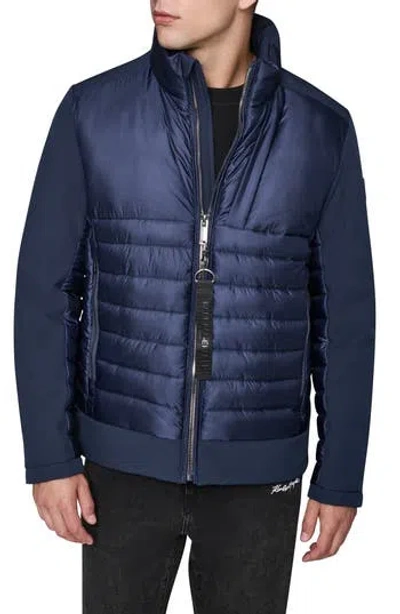 Karl Lagerfeld Paris Mixed Media Jacket In Blue