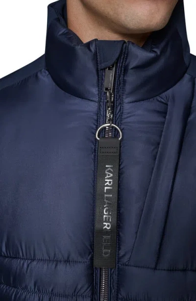 Karl Lagerfeld Paris Mixed Media Jacket In Blue