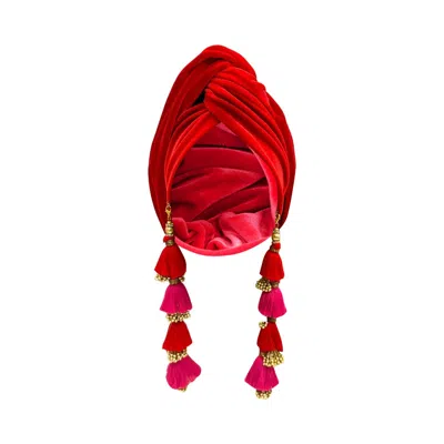Julia Clancey Women's Red Ruby Dorado Velour Turban In Red