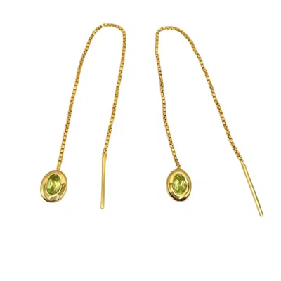 Amy Delson Jewelry Women's Gold / Green Thelma - Green Peridot Gold Threader Earrings In Multi