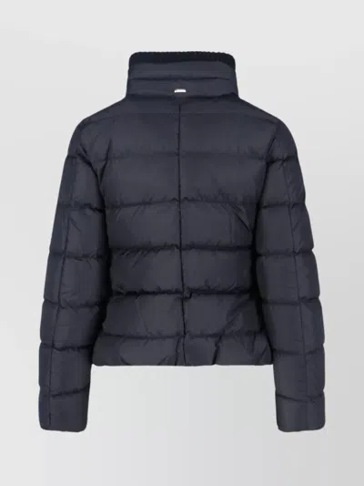 Herno Quilted High Collar Casual Jacket In Blue