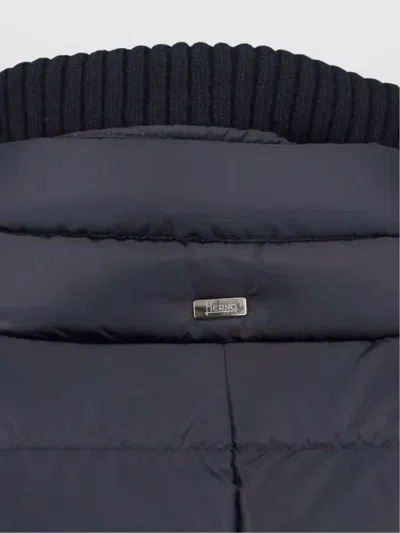 Herno Quilted High Collar Casual Jacket In Blue