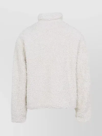 Jil Sander Plus High Collar Long Sleeve Textured Jacket In White