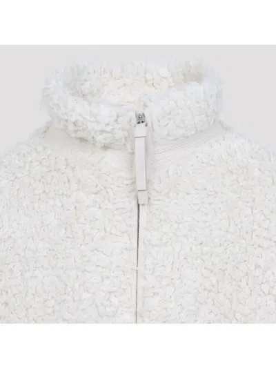 Jil Sander Plus High Collar Long Sleeve Textured Jacket In White