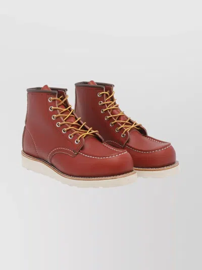 Red Wing Shoes Ankle Height Lace-up Leather Shoes In Red